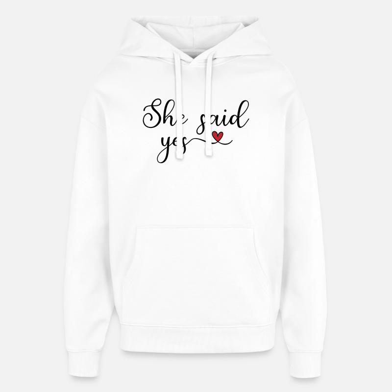 sie hat ja gesagt - Sweat à capuche unisexe Stanley/Stella Oversized - blanc