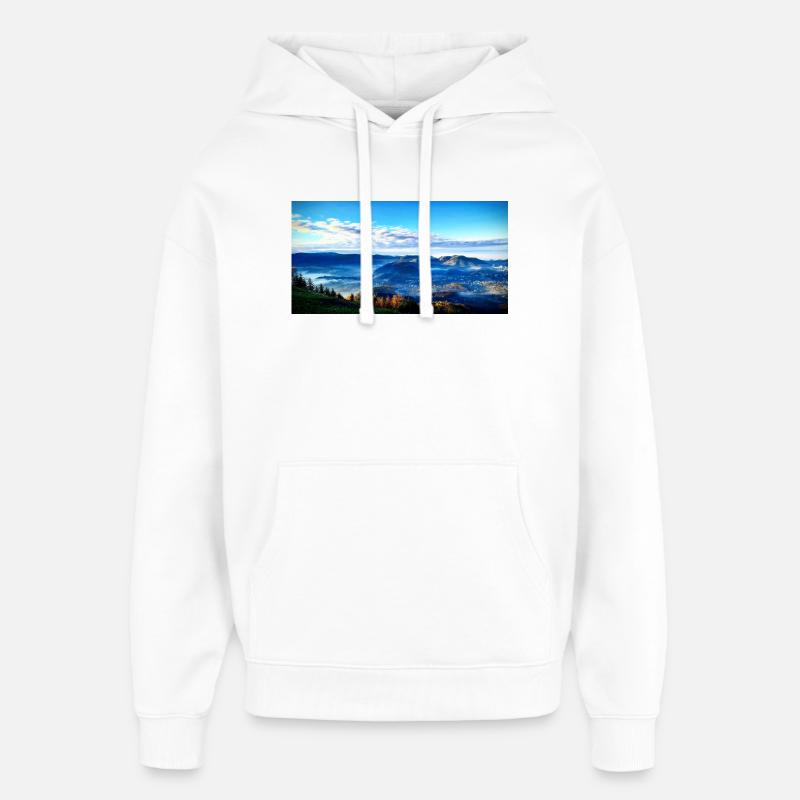 Morgennebel Berglandschaft - Oversized Unisex Hoodie von Stanley/Stella - Weiß