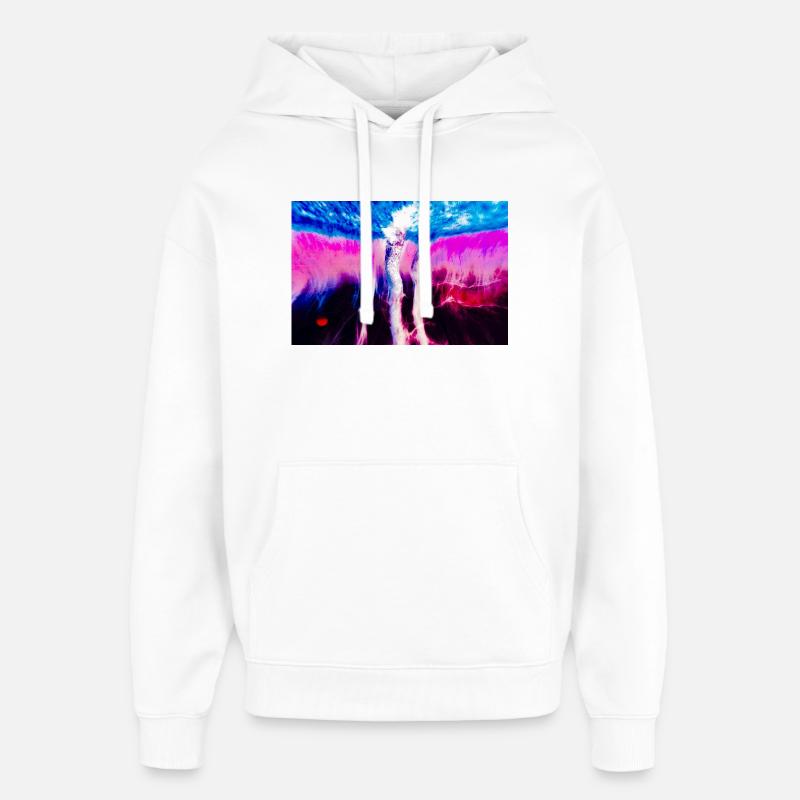 Neon Rift Psychédélique - Sweat à capuche unisexe Stanley/Stella Oversized - blanc