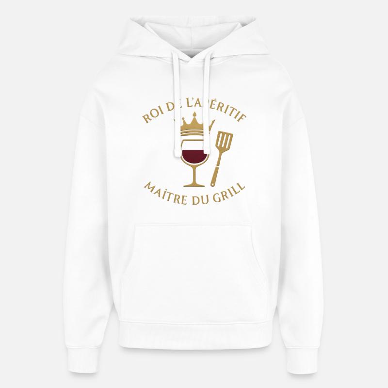 Roi Apéritif Maître Grill - Sweat à capuche unisexe Stanley/Stella Oversized - blanc