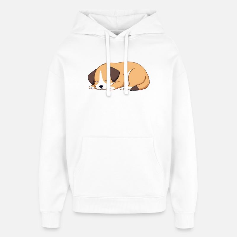 chien endormi - Sweat à capuche unisexe Stanley/Stella Oversized - blanc