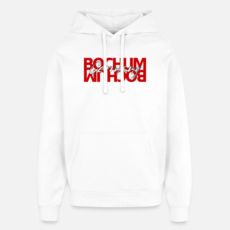 Bochum Germany Script Overlay - Oversized Unisex Hoodie by Stanley/Stella - white