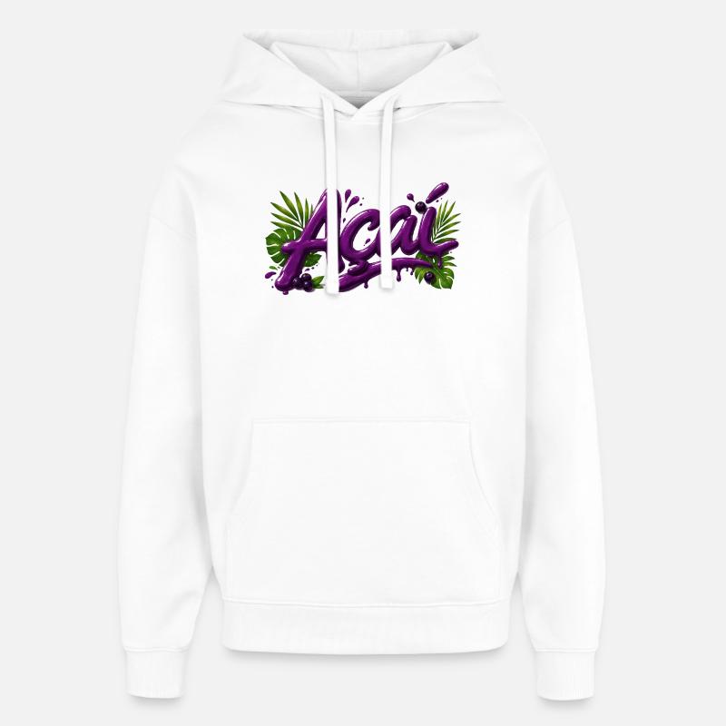 Design des lettres Açai Berries - Sweat à capuche unisexe Stanley/Stella Oversized - blanc