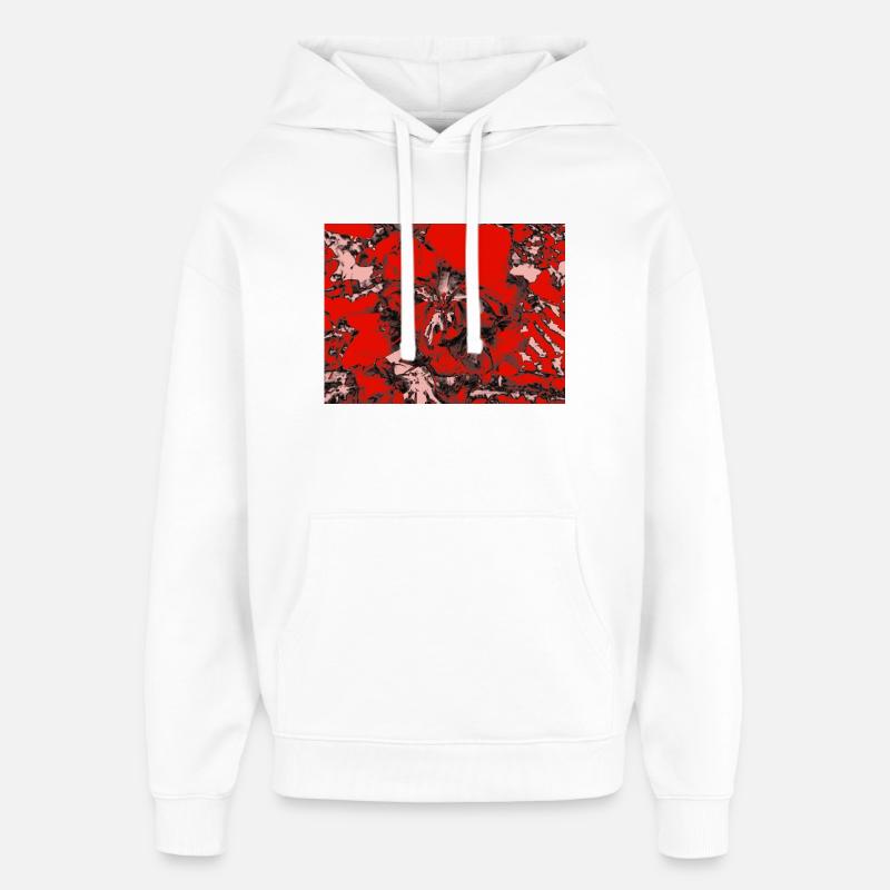 Roter Floralakzent - Sweat à capuche unisexe Stanley/Stella Oversized - blanc