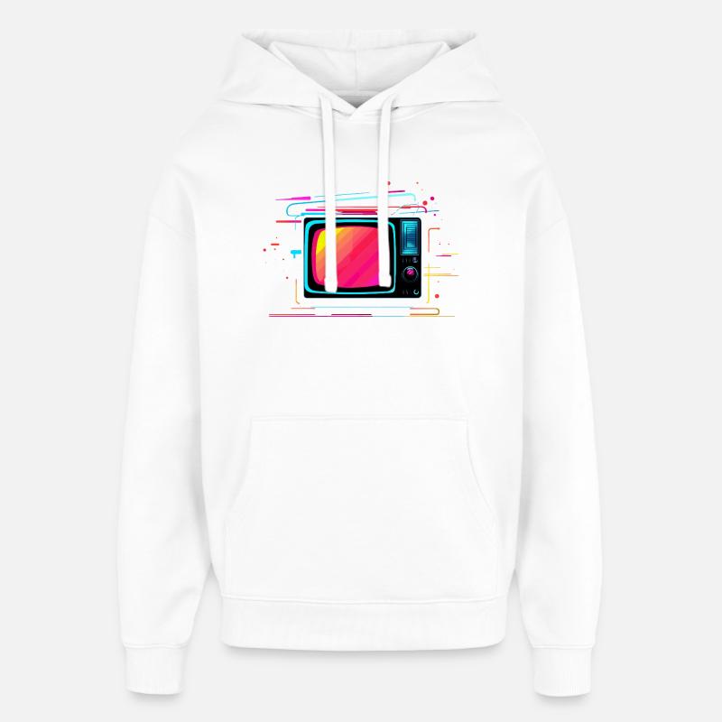 TV Synthwave - Sweat à capuche unisexe Stanley/Stella Oversized - blanc