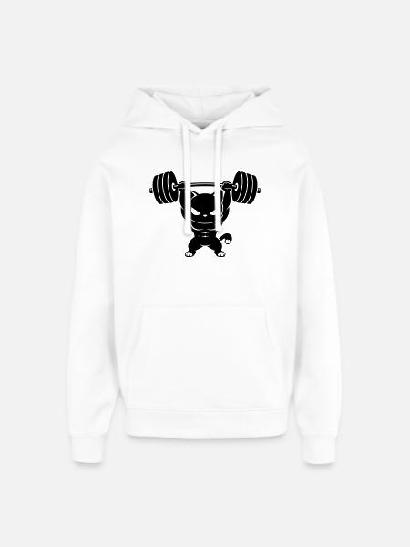 Muskelkatze stemmt schwere Hantel - Oversized Unisex Hoodie von Stanley/Stella - Weiß