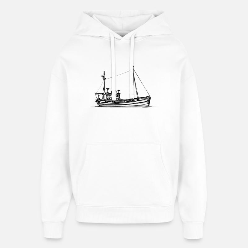 Fischkutter & Krabbenkutter - Illustration - Oversized Unisex Hoodie von Stanley/Stella - Weiß