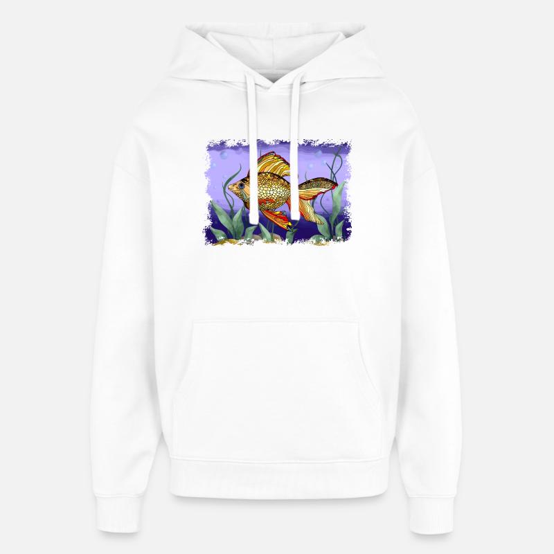 poisson - Sweat à capuche unisexe Stanley/Stella Oversized - blanc