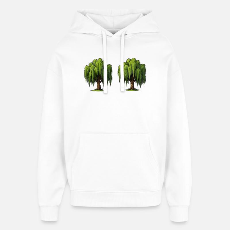 Double Willow Tree Scene - Oversized Unisex Hoodie by Stanley/Stella - white