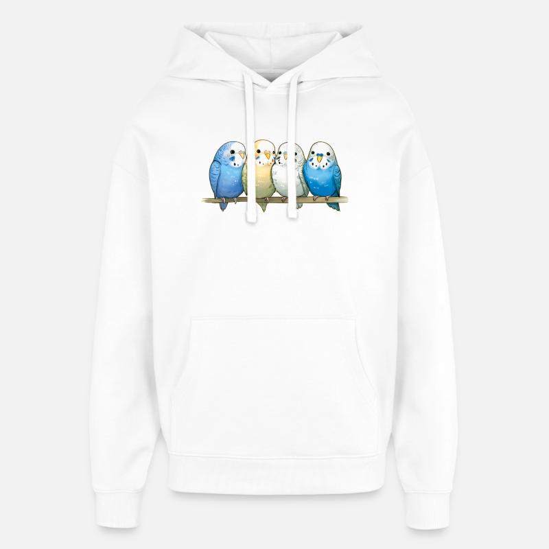 Perruches ondulées - Sweat à capuche unisexe Stanley/Stella Oversized - blanc
