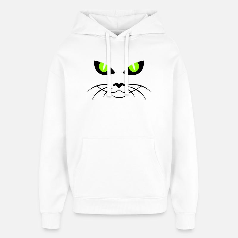cat face - katzengesicht - Sweat à capuche unisexe Stanley/Stella Oversized - blanc