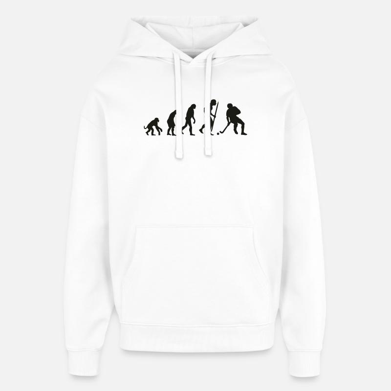 Evolution der Feldhockey - Oversized Unisex Hoodie von Stanley/Stella - Weiß