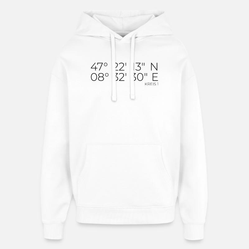 Coordonnées District 1 Zurich - Sweat à capuche unisexe Stanley/Stella Oversized - blanc