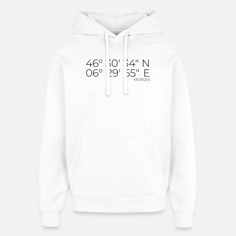 coordonnées Morges, Suisse - Sweat à capuche unisexe Stanley/Stella Oversized - blanc
