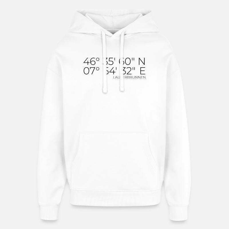 Coordonnées Lauterbrunnen, Suisse - Sweat à capuche unisexe Stanley/Stella Oversized - blanc