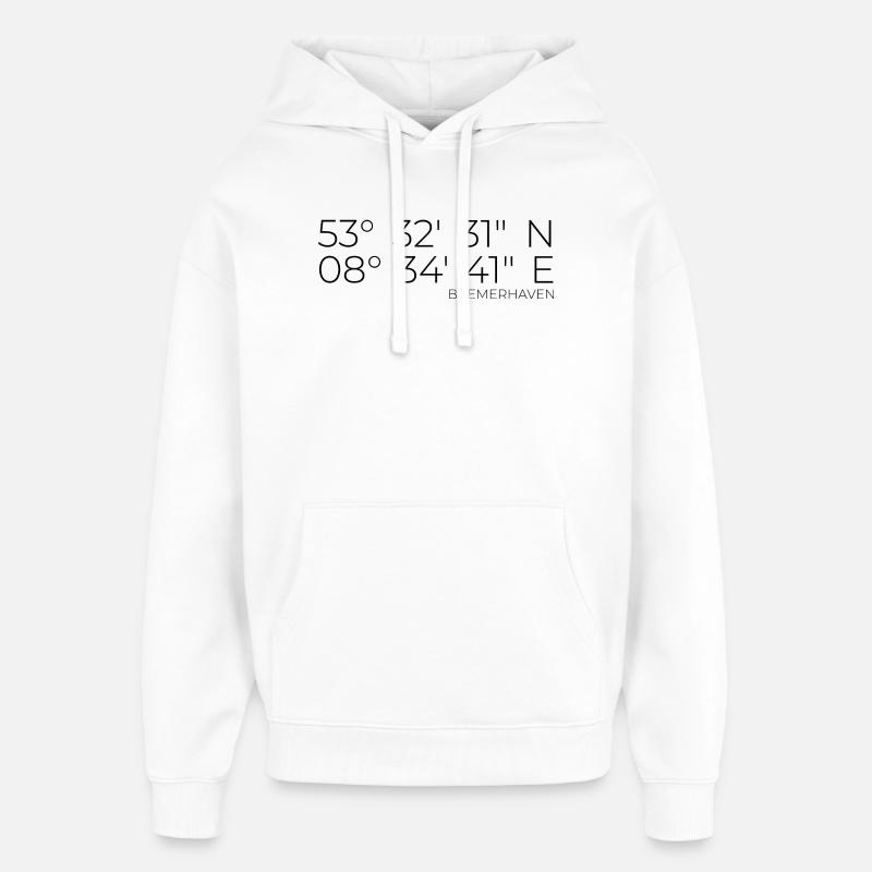 Coordinates Bremerhaven - Oversized Unisex Hoodie by Stanley/Stella - white