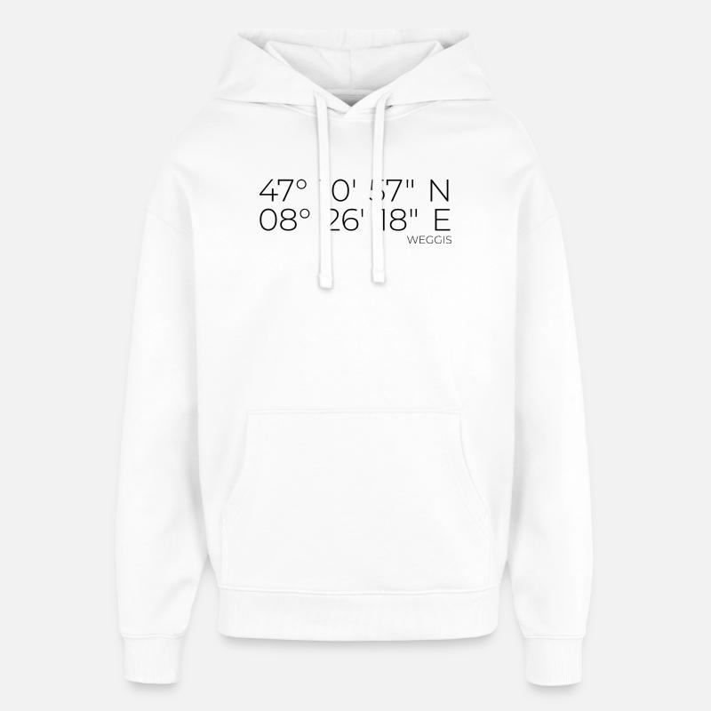 Coordonnées : Weggis, Lucerne, Suisse - Sweat à capuche unisexe Stanley/Stella Oversized - blanc