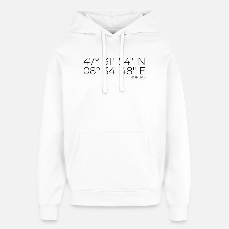 Coordonnées Rorbas Suisse - Sweat à capuche unisexe Stanley/Stella Oversized - blanc