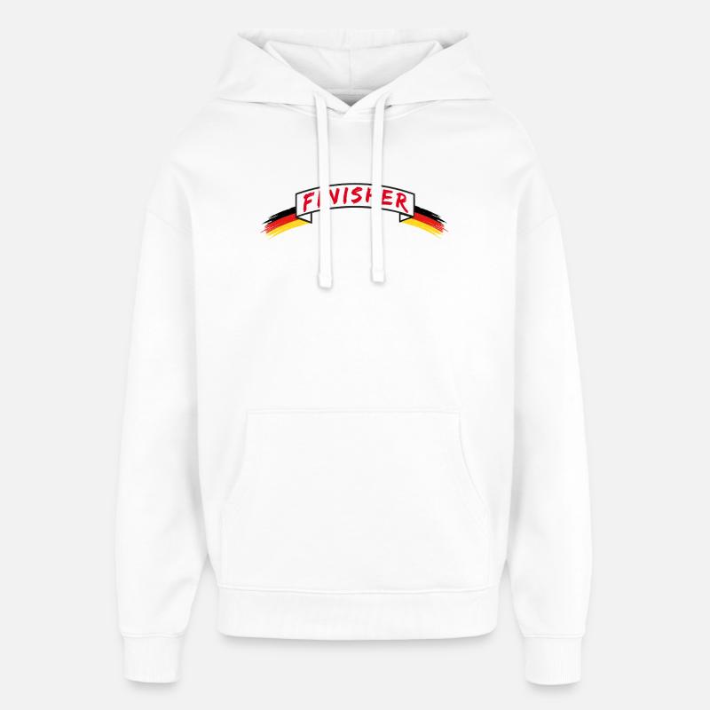 FINISHER RUN Banderole Germany Marathon - Sweat à capuche unisexe Stanley/Stella Oversized - blanc