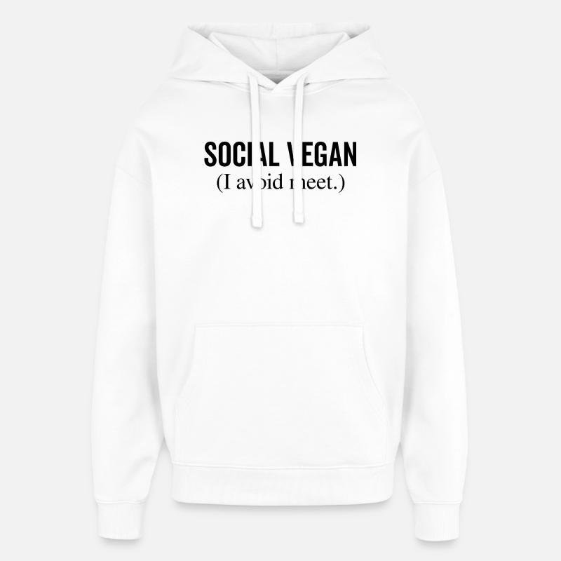 Social Vegan J’évite de rencontrer - Sweat à capuche unisexe Stanley/Stella Oversized - blanc