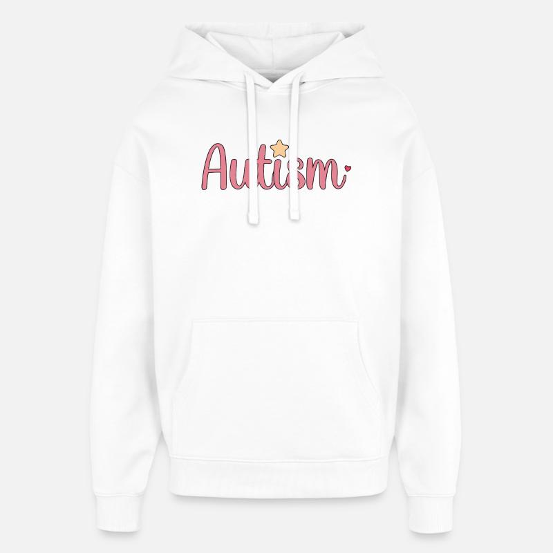 Autisme Rose avec Étoile - Sweat à capuche unisexe Stanley/Stella Oversized - blanc