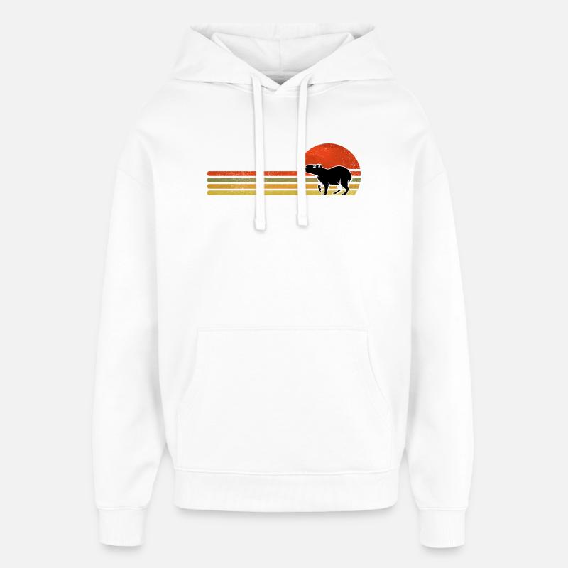 Silhouette rétro Capybara Sunset - Sweat à capuche unisexe Stanley/Stella Oversized - blanc