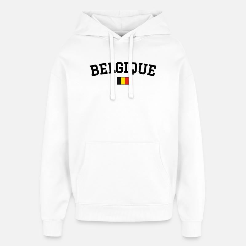 Drapeau Belge Noir - Sweat à capuche unisexe Stanley/Stella Oversized - blanc