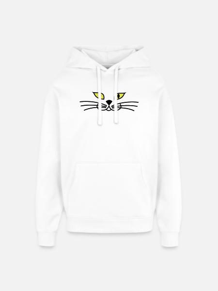kitteh_face_green_eyes - Oversized Unisex Hoodie by Stanley/Stella - white