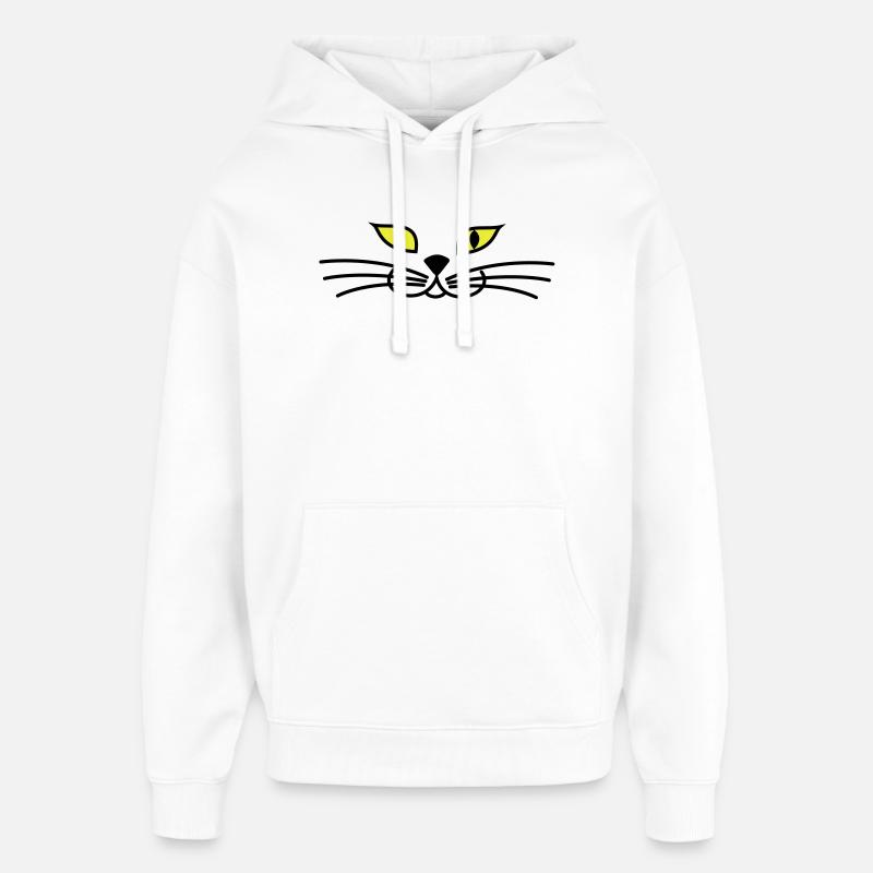 kitteh_face_green_eyes - Sweat à capuche unisexe Stanley/Stella Oversized - blanc