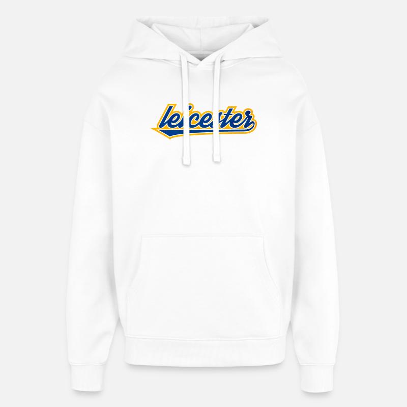 Leicester Script Swoosh sur les vêtements - Sweat à capuche unisexe Stanley/Stella Oversized - blanc