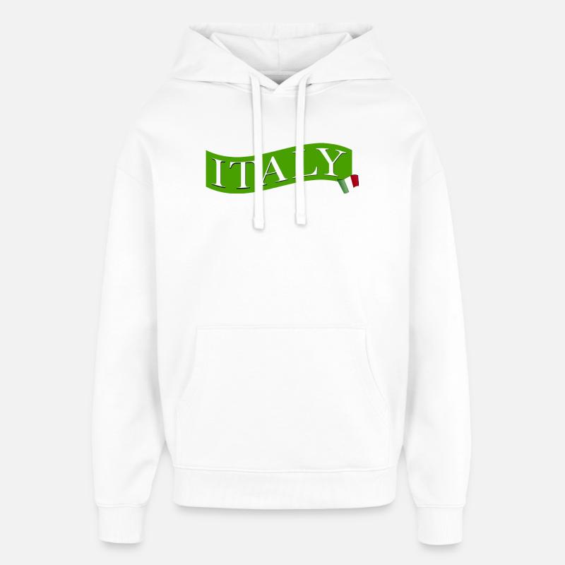 ITALIE vert avec drapeau - Sweat à capuche unisexe Stanley/Stella Oversized - blanc