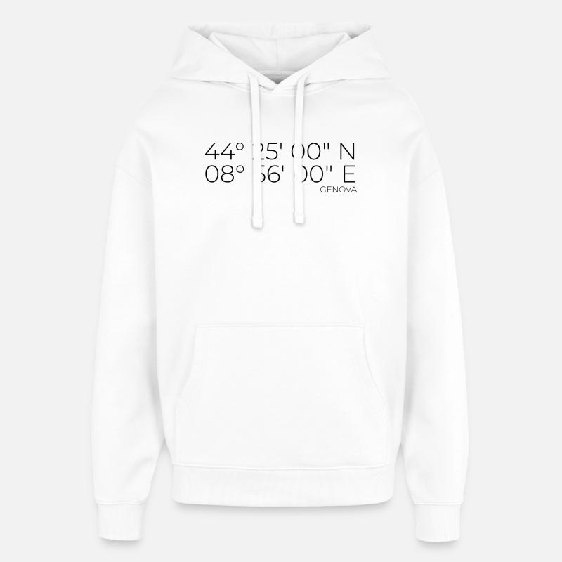 Coordonnées : Gênes, Gênes, Italie - Sweat à capuche unisexe Stanley/Stella Oversized - blanc