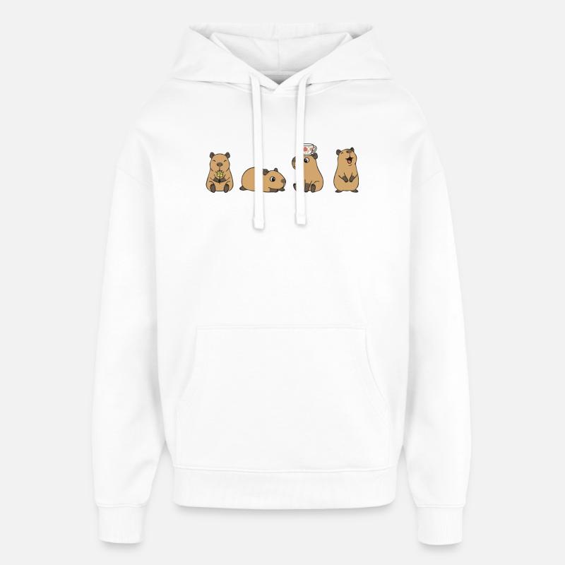 Quatuor Capybara Tea Time - Sweat à capuche unisexe Stanley/Stella Oversized - blanc