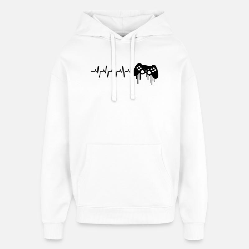 Heartbeat gaming controller - Oversized Unisex Hoodie by Stanley/Stella - white