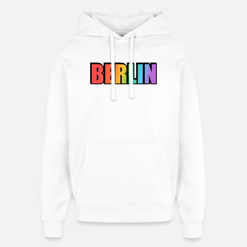 Berlin Rainbow Gradient Letters LGBT - Oversized Unisex Hoodie von Stanley/Stella - Weiß
