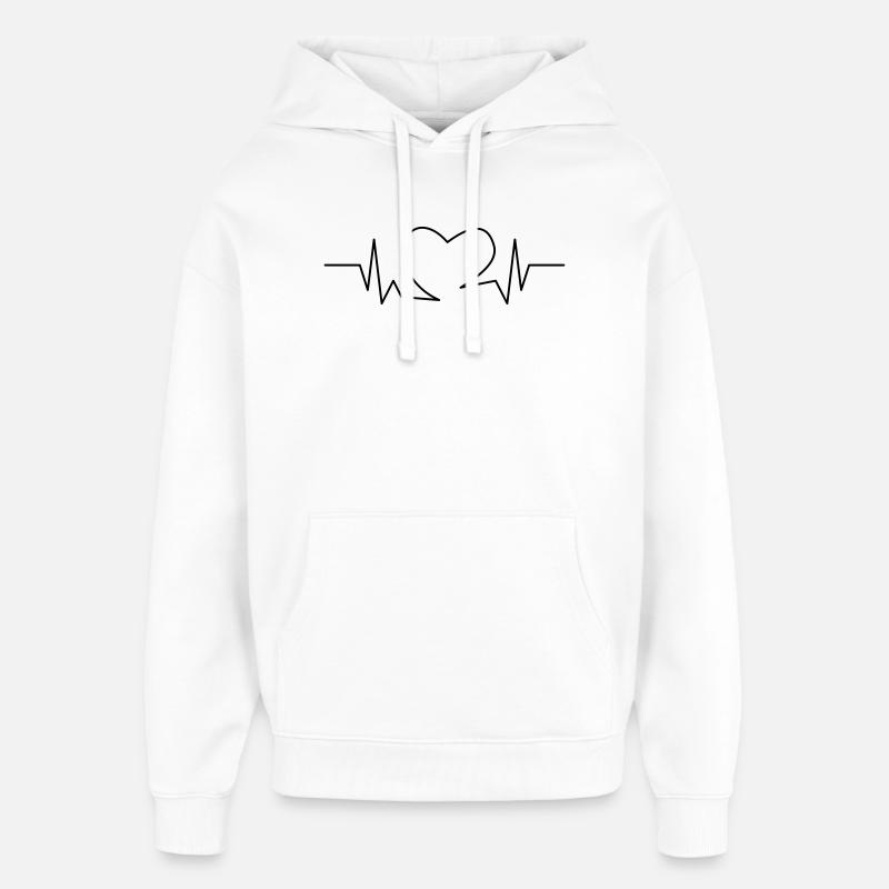 Rythme cardiaque - Sweat à capuche unisexe Stanley/Stella Oversized - blanc