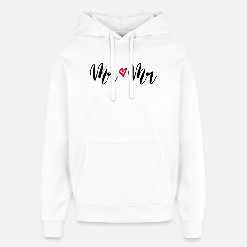 Mr &M. Mariage Mariage Couple gay - Sweat à capuche unisexe Stanley/Stella Oversized - blanc