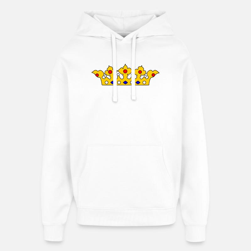 Couronne d’or avec perles - Sweat à capuche unisexe Stanley/Stella Oversized - blanc