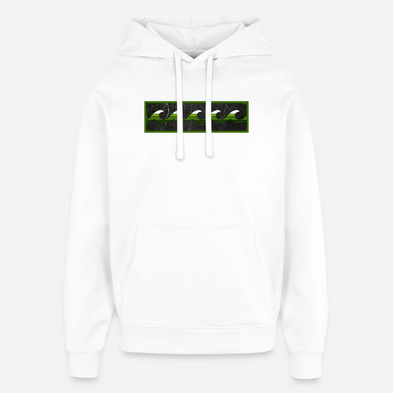 Logo Surfer Vert Blanc Noir - Sweat à capuche unisexe Stanley/Stella Oversized - blanc