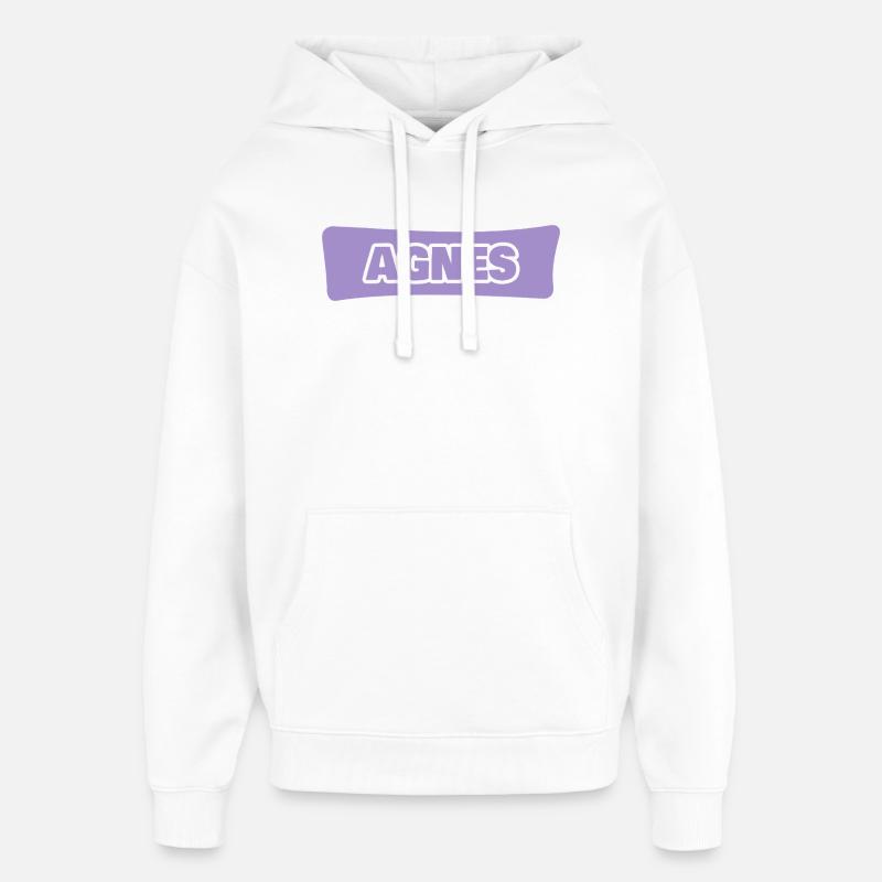 AGNES Typographe-Lavender - Sweat à capuche unisexe Stanley/Stella Oversized - blanc