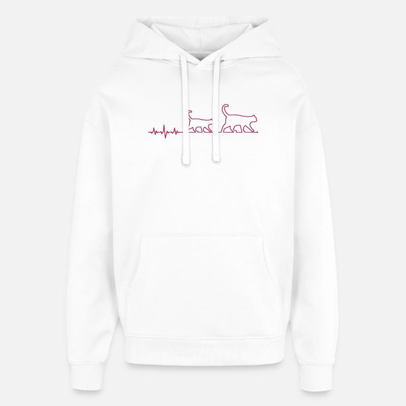 chat ECG - Sweat à capuche unisexe Stanley/Stella Oversized - blanc