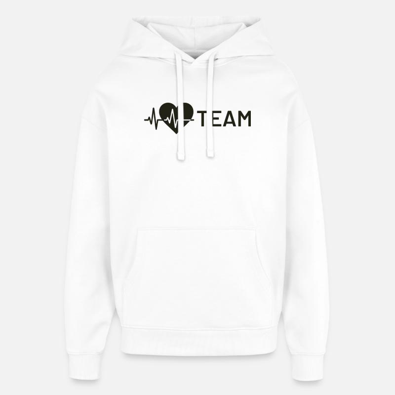 Herz-Wellensymbol mit Teamtext - Oversized Unisex Hoodie von Stanley/Stella - Weiß
