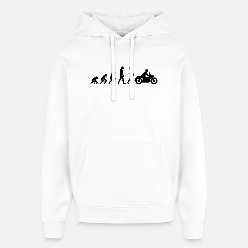 ÉVOLUTION : DE SINGE À MOTARD ! - Sweat à capuche unisexe Stanley/Stella Oversized - blanc