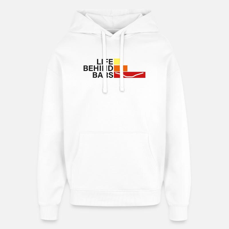 LEBEN HINTER GITTERN Leben hinter Hanteln - Oversized Unisex Hoodie von Stanley/Stella - Weiß