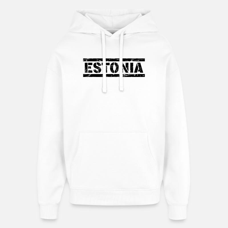 Estonie - Sweat à capuche unisexe Stanley/Stella Oversized - blanc