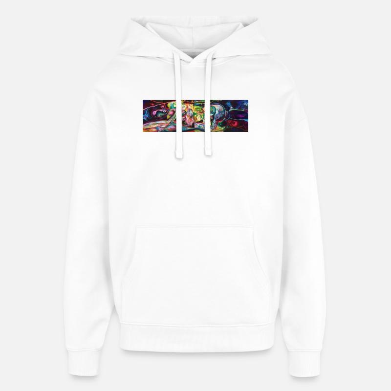 Vivid Faces in Neon Graffiti - Oversized Unisex Hoodie by Stanley/Stella - white