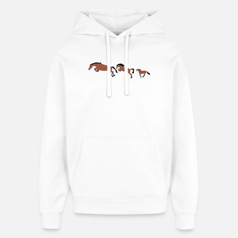 Série de Chevaux en Mouvement - Sweat à capuche unisexe Stanley/Stella Oversized - blanc