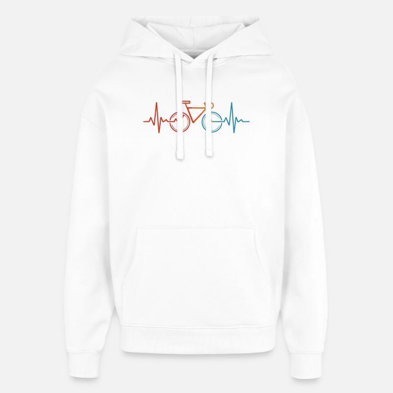 Rythme cardiaque du cyclisme - Sweat à capuche unisexe Stanley/Stella Oversized - blanc