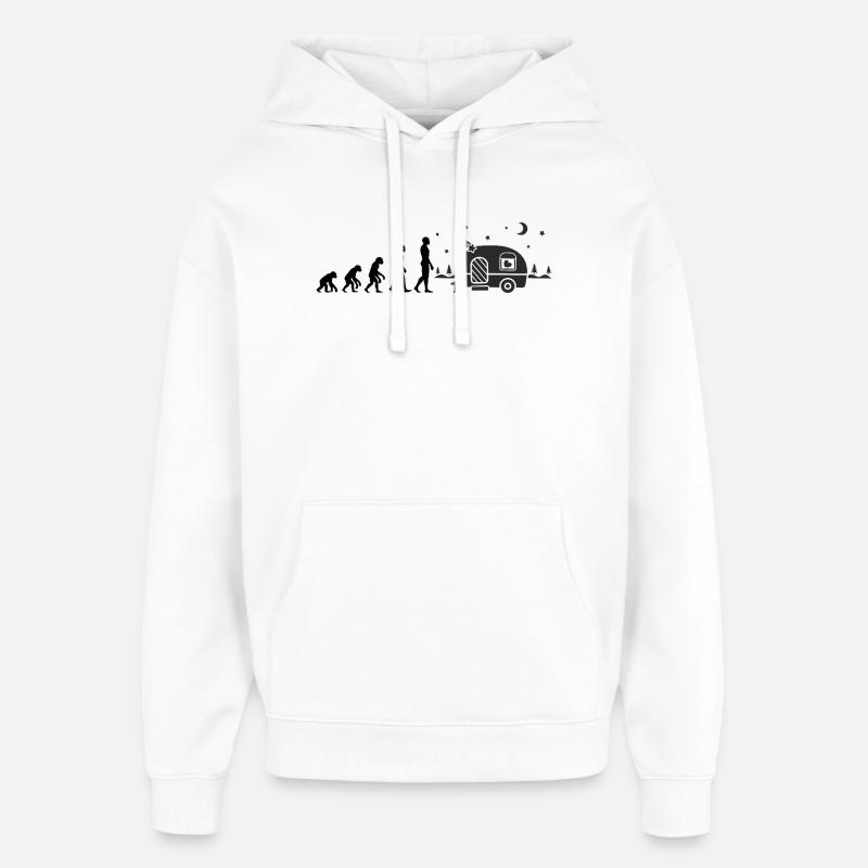 L’ÉVOLUTION DU CAMPING ! CAMPING-CAR VANLIFE - Sweat à capuche unisexe Stanley/Stella Oversized - blanc