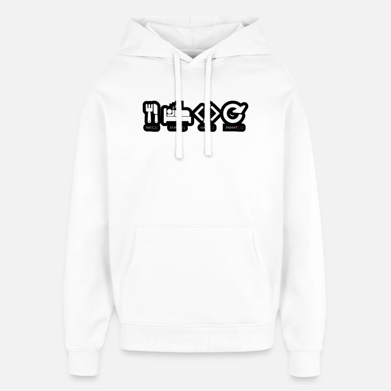 Code Sleep Wiederholung des Entwicklerlebens - Oversized Unisex Hoodie von Stanley/Stella - Weiß